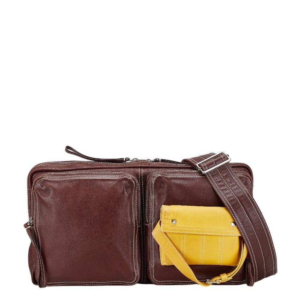 Valentino Rockstud Leather Shoulder Bag Brown